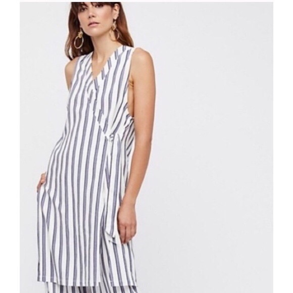 Free People Dresses & Skirts - Free People stripe sleeveless wrap dress Small